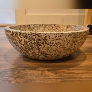 Elegant Wood Brown Speckled Decorative Bowl